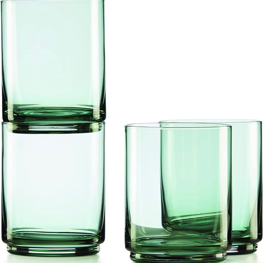 Lenox Tuscany Classics Stackable Tall Glass Set of 4 green contemporary NWT